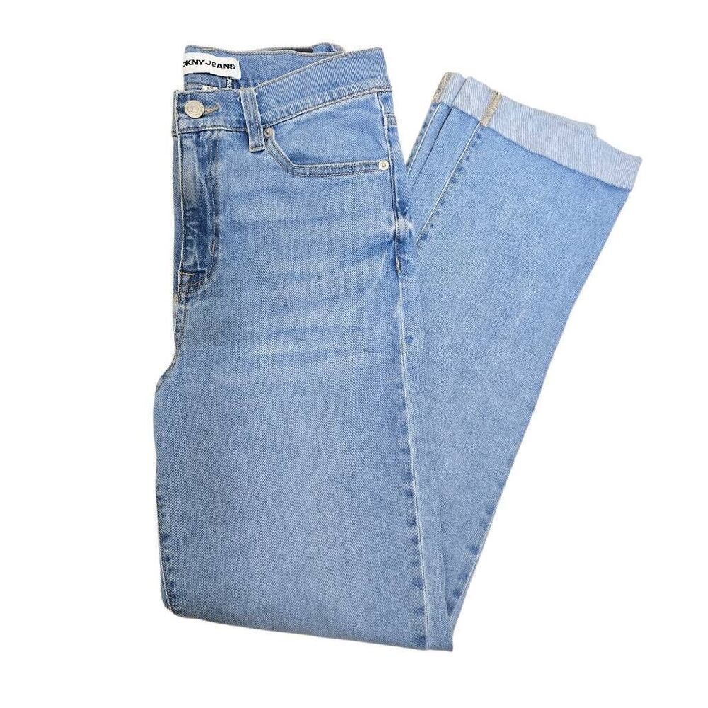 DKNY Jeans Womens Size 8/29 Light Wash High Rise Straight Leg Denim Cuffed Hem S